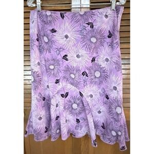 Pendleton Petite Purple Floral Bias Midi Skirt Cottagecore Boho Women's L